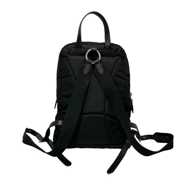 PRADA - Black Nylon Saffiano Leather Backpack - Picture 3 of 16